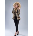 Kurtka parka moro khaki z futrem beżowym
