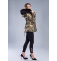 Kurtka parka moro khaki z futrem czarnym
