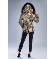 Kurtka parka moro khaki z futrem czarnym