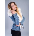 Kurtka jeansowa z białym futrem odpinanym