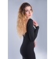 Sukienka czarna dopasowanan z odkrytymi, plecami